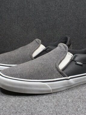 Vans Asher Deluxe Slip On Sneakers Soft Grey White Men's Size 11.5